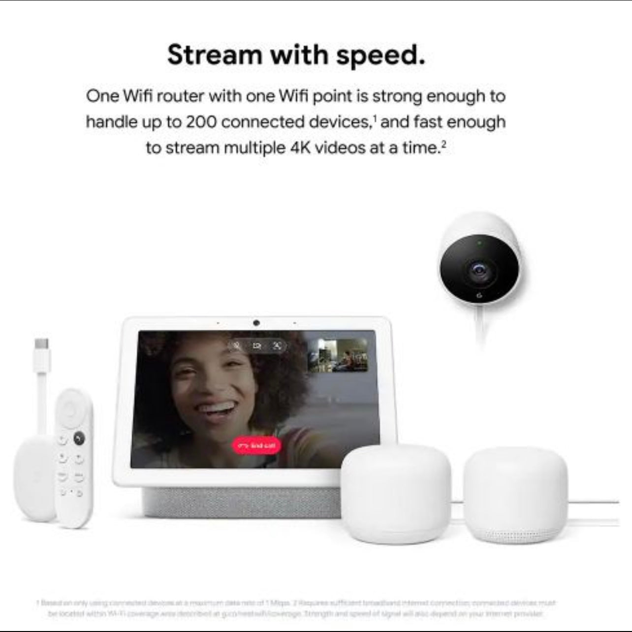 Nest Wifi - Mesh Router AC2200 and 1 Point with Google Assistant - 2 Pack - Snow