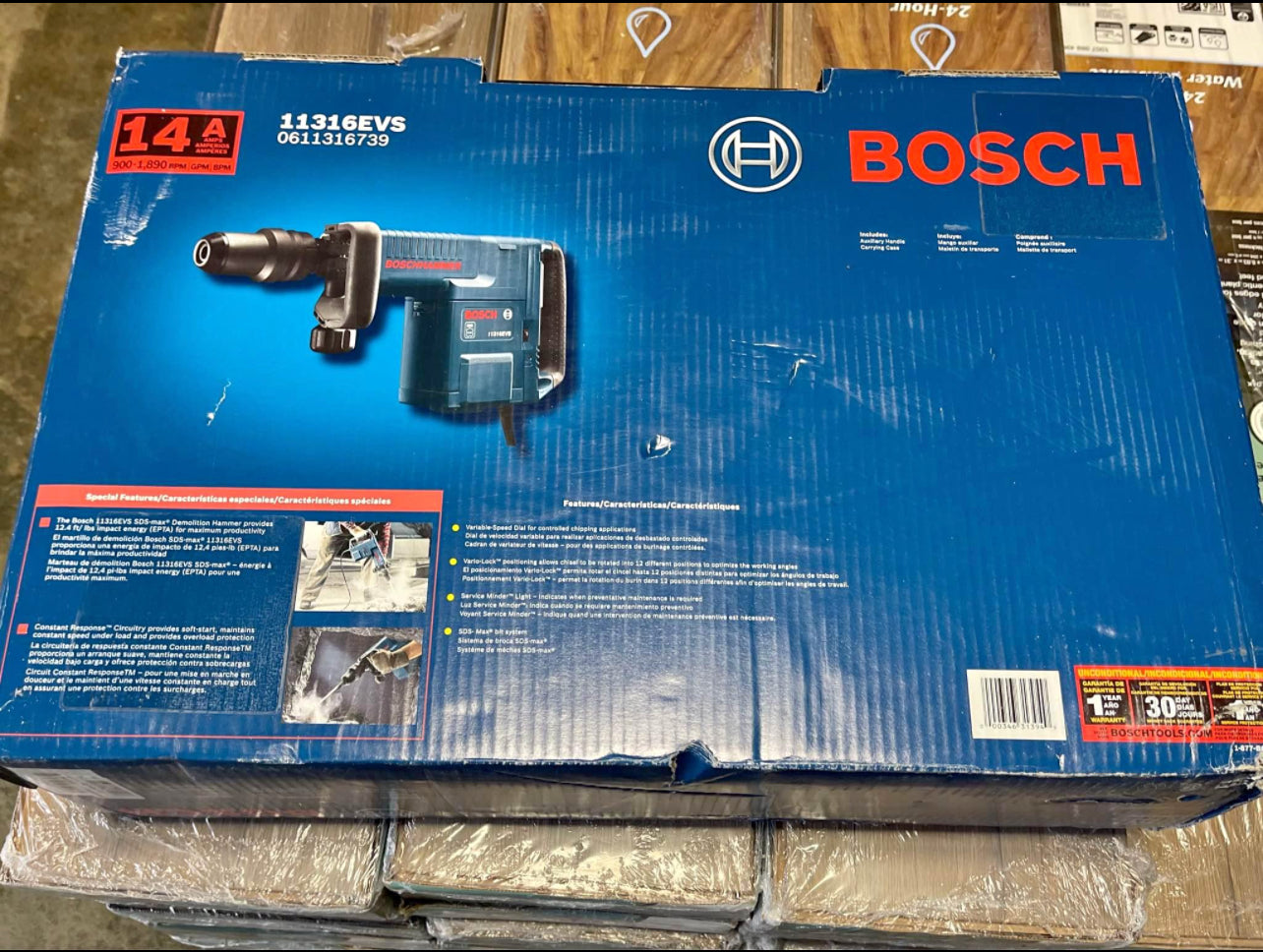 Bosch 14 Amp 1-9/16 in. Corded Variable Speed SDS-Max Concrete Demolition Hammer with Carrying Case