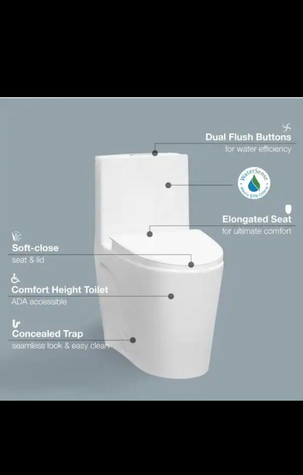 Glacier Bay Dual Flush Elongated Toilet in White
