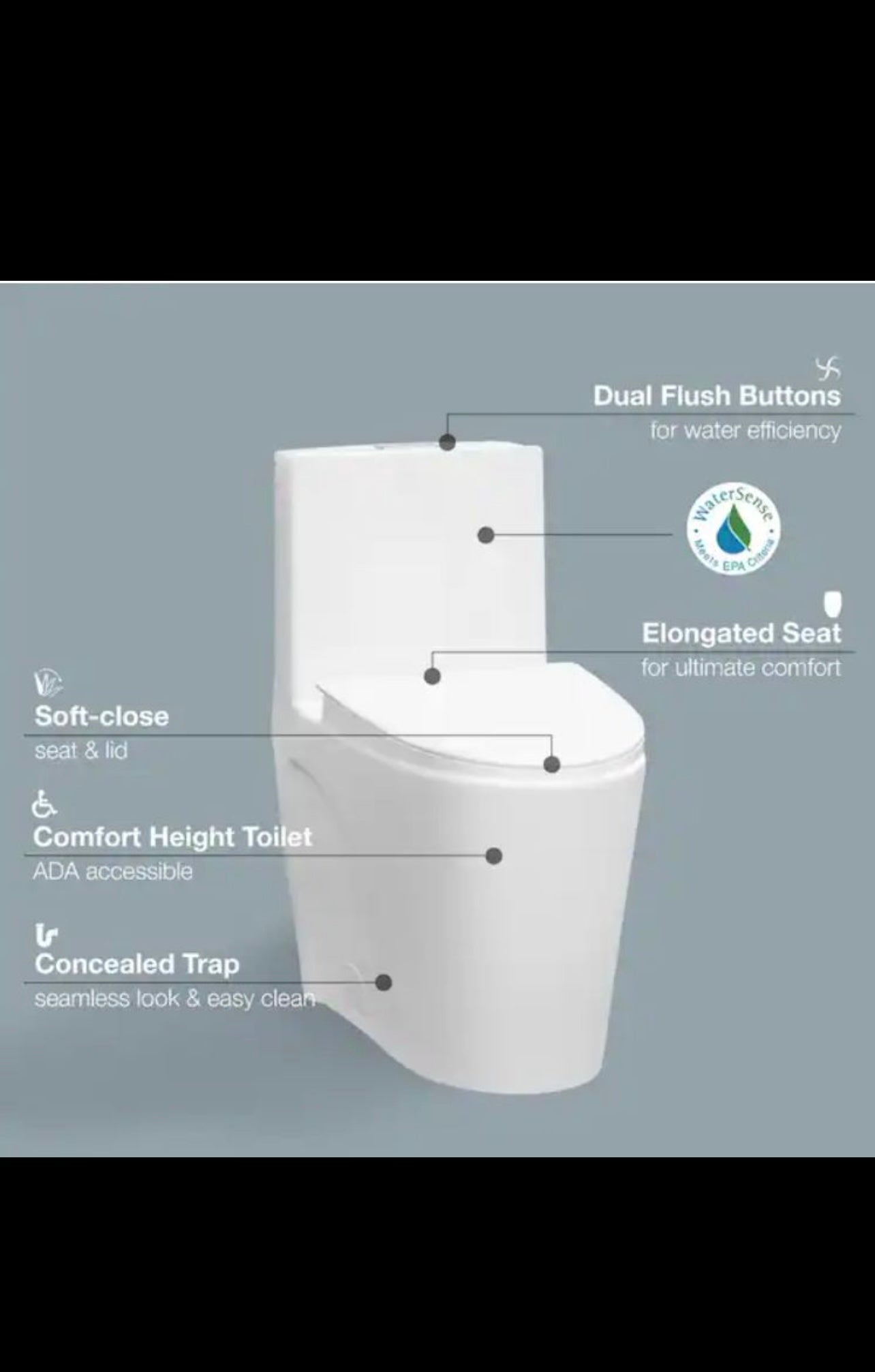 Glacier Bay Dual Flush Elongated Toilet in White