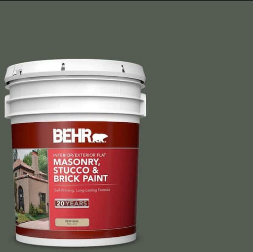 5 gal. #N380-7 Black Bamboo Flat Interior/Exterior Masonry, Stucco and Brick Paint