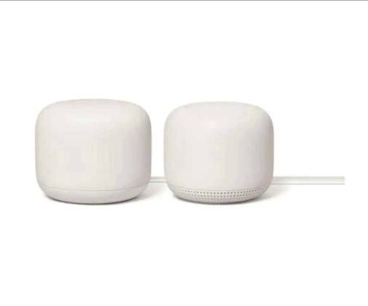 Nest Wifi - Mesh Router AC2200 and 1 Point with Google Assistant - 2 Pack - Snow