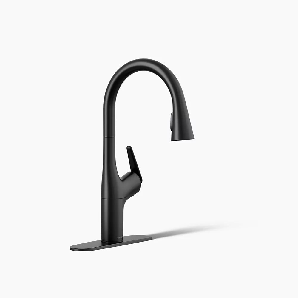 KOHLER Safia 1-Handle Pull Down Sprayer Kitchen Faucet with Integrated Soap Dispenser Matte Black